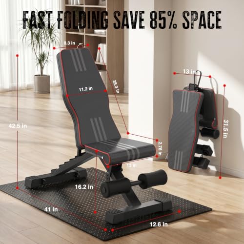 Multi-Function Compact Weight Bench Set Home Gym - color: Black