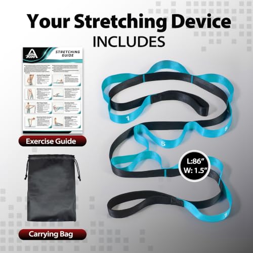 Acozycoo Stretching Strap with Loops for Physical Therapy,Knee,Leg Lifter - color: Blue, size: Length: 86 Inch, Width: 1.5 Inch