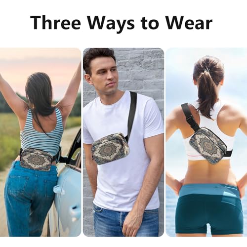 Design Texture Persian Design Belt Bag for Women Men Print Mandala Fanny Pack Small Waist Pouch Crossbody Bags for Outdoor Hiking Running Travel - color: Mandala