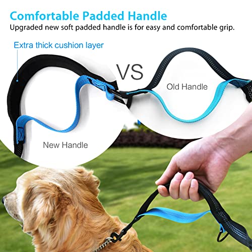 Uppetly Hands Free Dog Running Leash with Zipper Pouch, Dual Handle, Elastic Bungees Retractable Rope for Medium and Large Dogs, Waist Bag Pack Carry Phones for Walking Hiking Biking (Large, 25-120lb) - size: Large