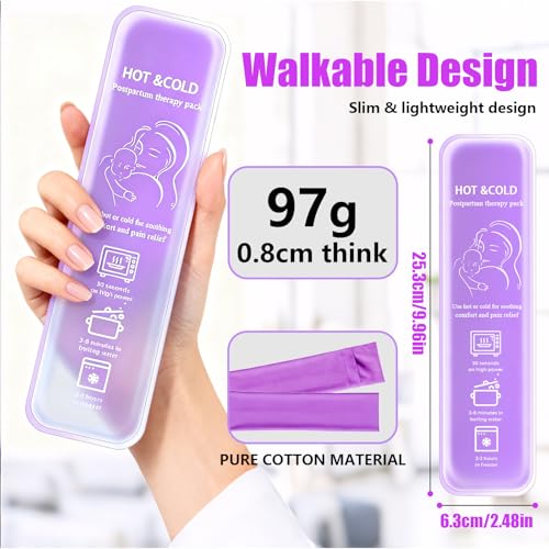 Postpartum perineal ice Pack, Hot and Cold Ice Pack for Women After Pregnancy, Postpartum Ice Pack for Recovery, Affordable & Reusable，2 Ice Packs and 2 Washable Sleeves. (Pink Flower) (Purple) - color: Purple