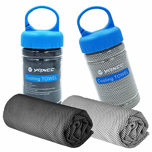 YQXCC 2 Pack Cooling Towels (47"x12"), Ice Cool Towel for Neck & Face - color: Dark Gray/Light Gray