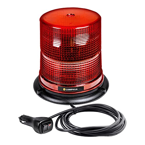 LAMPHUS Aura 7 Inch 12W Red LED Beacon Warning Strobe Light For Trucks - color: Red, size: 7"