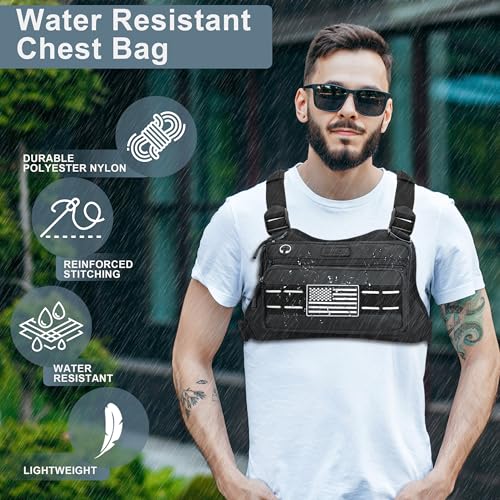Chest Bag For Men, Outdoor Sports Running Chest Pack, Black