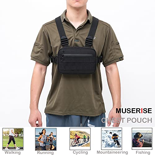 Muserise Running Chest Bag, Phone Holder, Lightweight Water Resistant - color: NRP Black