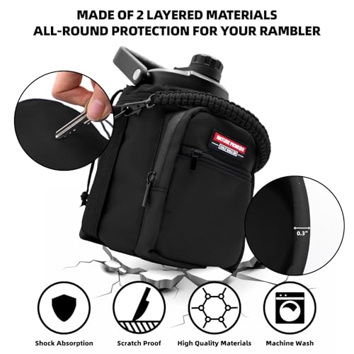 NATURE PIONEOR 26-128 oz Insulated Water Bottle Carrier Holder with Strap - color: Black, size: Half Gallon YETl