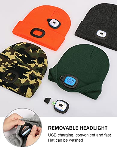 LED Beanie with The Light, Unisex Gifts for Men Dad Husband Him - color: Dark Orange