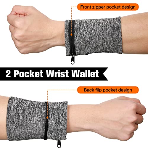 Honoson 5 Pcs Wrist Wallet Women Men Wristband Zipper - color: Dark Colors