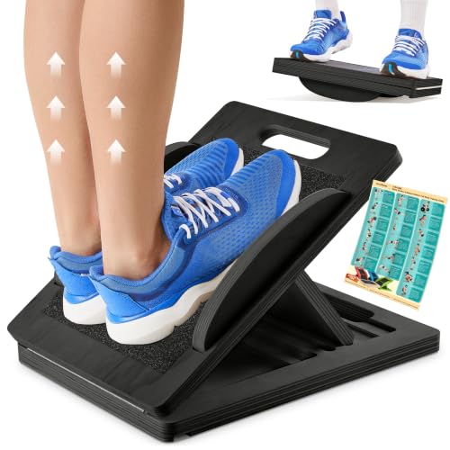 Slant Boards for Exercise, Wooden Slant Board, Calf Stretch Board with 7 Incline Angles, Velour Board, Balance Board & Calf Stretcher, Portable Incline Board for Physical Therapy, Ankle Mobility, Heel & Knees - color: Black