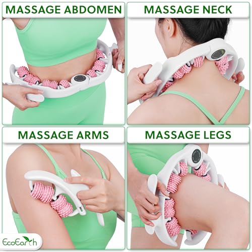 Cellulite Massage Roller, Handheld Fascia Massager with Detachable Handles - color: Pink