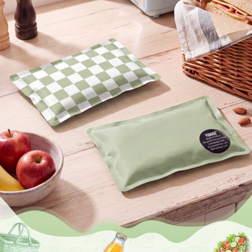 VIHOSE 2 Pcs Ice Packs for Lunch Box Bag - color: Olive Green, style: Checkerboard