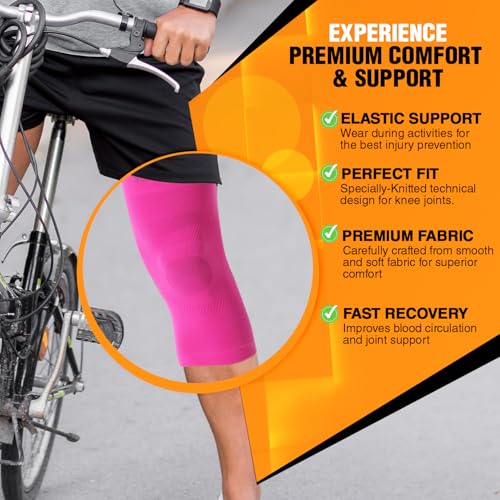 Doc Miller Knee Compression Sleeve Brace for Men & Women - color: Pink