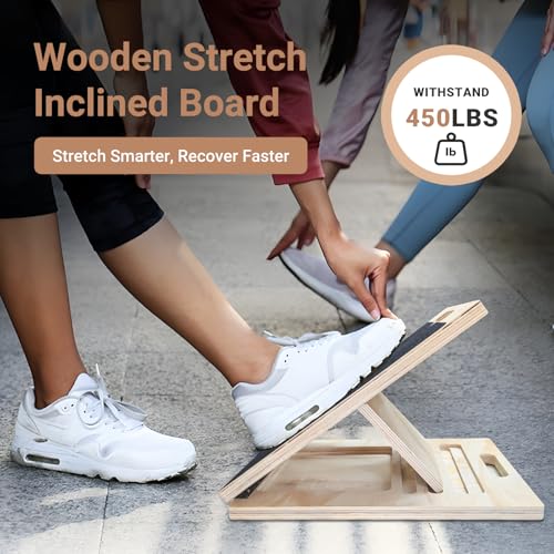 Calf Stretch Slant Board,Portable Slant Boards for Exercise,5-Level Adjustable Non-Slip Wooden Incline Board for Ankle Feet,Ankle Achilles Stretcher Board for Flexibility,Balance,Strength Training