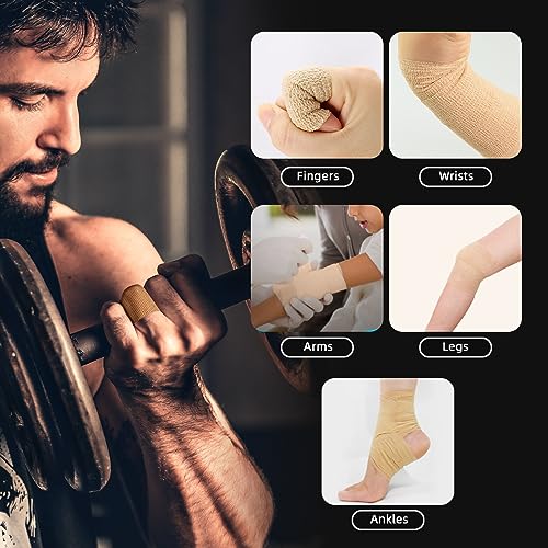 OK TAPE Self Adherent Cohesive Bandages Wrap 12Packs 3" x 5 Yards - color: Beige/Tan, size: 3 In x 5 Yards
