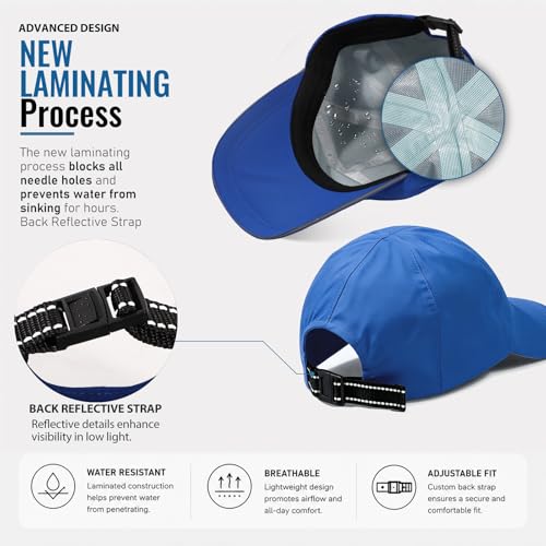 Waterproof Baseball Cap Running Hat Mens Womens Rain Hat Quick Dry Golf Hat with Sweatband Outdoor Breathable Sports Cap - color: Blue