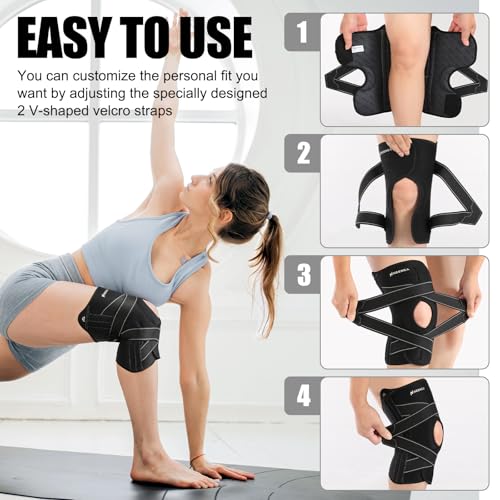 NEENCA Knee Brace for Women & Men, Compression Knee Support with X-Straps Design - ACL, MCL, PCL, Meniscus Tear & Arthritis Pain Relief - Stabilizing Joint with Side Stabilizers & Patella Gel Pads - size: X-Large