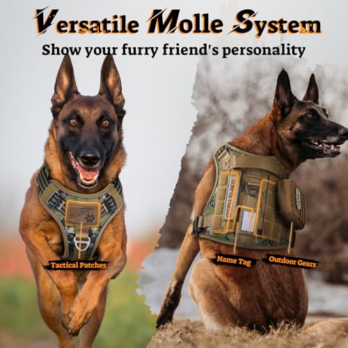 rabbitgoo Tactical Dog Harness for Small Dogs, No Pull Service Pet Vest - color: Brown Camo, size: S(Chest:16.1"-31.5",Neck:15.4"-21.6",Back:7.1")