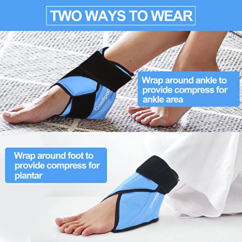 Comfpack 2 Pack Ankle Ice Pack Wrap for Swelling, Heel Ice Pack for Pain Relief, Hot Cold Therapy Cold Pack for Plantar Fasciitis, Achilles Tendonitis, Ankle Sprain, Foot Pain - color: Blue-2 Pack