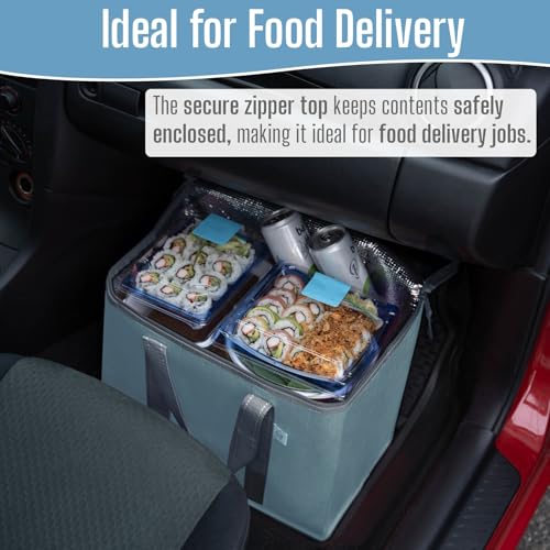 VENO 2 Pack Insulated Grocery Bags, Hard Bottom, Light Blue - color: Light Blue, size: 15.7"W x 12.6"H x 8.7"D - 2 Pack