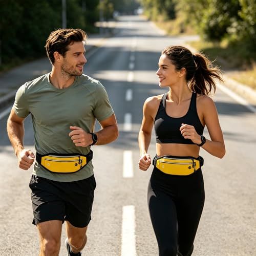 Fanny Packs for Women Men,Travel Money Pouch,Adjustable Running Belt,Yellow - color: Yellow
