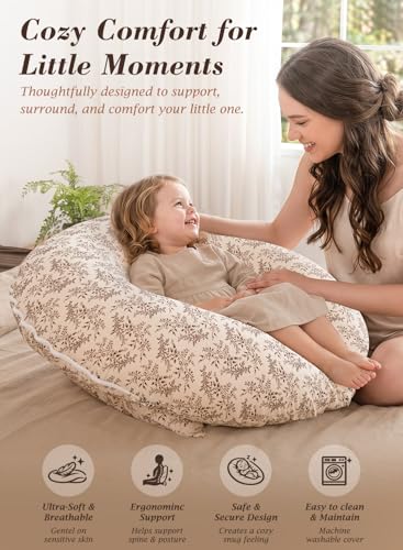 INSEN Wedge Pillow Set for Sleeping and After Surgery, Use for Acid Reflux, Reading and Relaxing, Headboard Pillow for Sitting in Bed, Brown Flower - color: Brown Flower