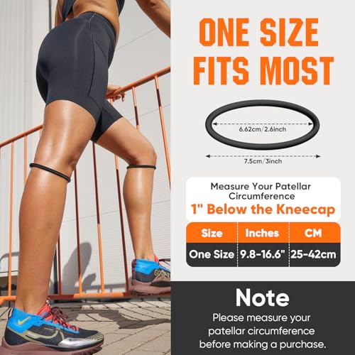 2PCS Black Patellar Tendon Support Strap, Knee Pain Relief Patella Band