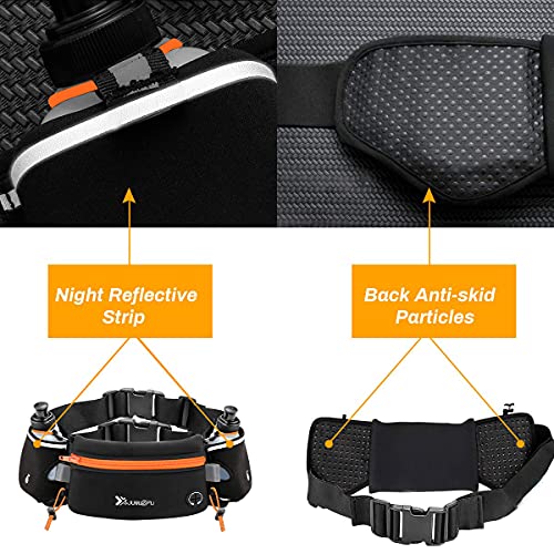 Number-one Running Belt with Water Bottles(2 x 175ML), Hydration Belt Waterproof Waist Pack Bag Fits iPhones Adjustable Sports Waist Pouch for Marathon Running Hiking Cycling - color: Orange