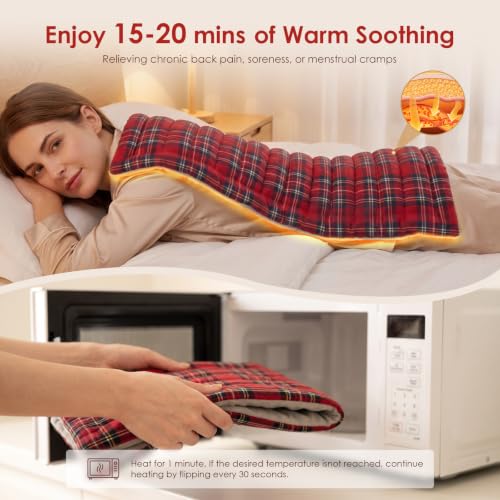 Extra Large Microwave Heating Pad for Back, 24.4 X 14.17 Tartan Red - color: Heat Pad07 -Tartan Red