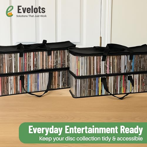 Evelots CD Storage Bags, 4 Pack, Holds 200 CDs with Handles - size: 4-Pack (Holds 200), style: CD Storage Bag