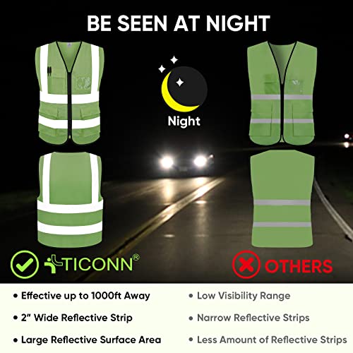 TICONN High Visibility Reflective Safety Vest for Men & Women, ANSI Class 2 - color: Green, size: 4X-Large