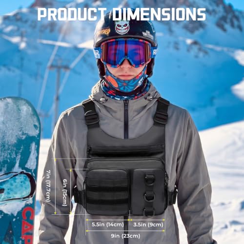 Criuage Chest Bag for Men, Lightweight Adjustable Running Vest, Water Resistant EDC Chest Pack with Water Bottle Pocket, Breathable Back Pad for Hiking Cycling Fishing Travel (Black) - color: Black