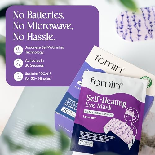 FOMIN Steam Eye Mask (20 Pack) Lavender Warm Compress - for Dry Eyes - Spa - color: Lavender