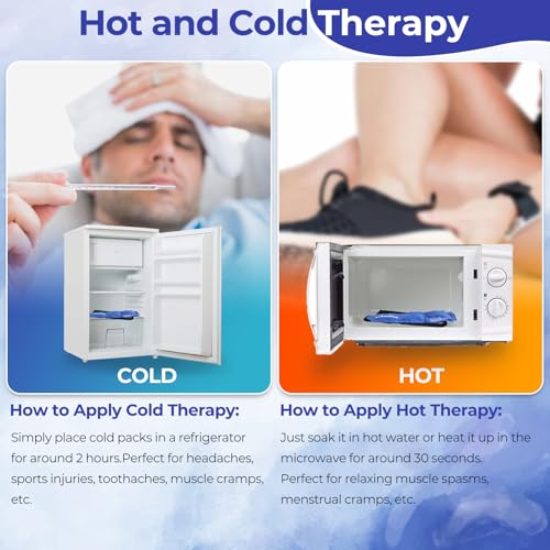 Ohuhu Ice Pack for Injuries Reusable, 2-Pack Hot & Cold Gel Wrap with Strap - color: Blue, size: 14.5"x5.5"(2 Pack)