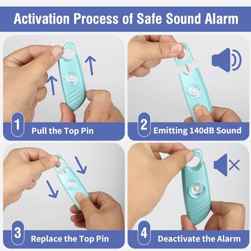 Safe Sound Personal Alarm, 2 Pack 140db Siren, Strobe Light Key Chain, Safety Devices for Women, Men, Children, Elderly
