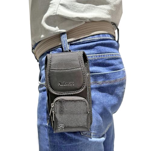 Nylon Phone Holster with Zipper Pocket, Belt Clip Pouch for iPhone 17 16 15 14 Pro Max & Plus