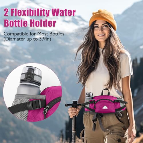 Fanny Pack Waist Bag with Water Bottle Holder for Men Women Running Hiking Travel Dog Walking Workout Cycling Outdoor (Pink) - color: Pink