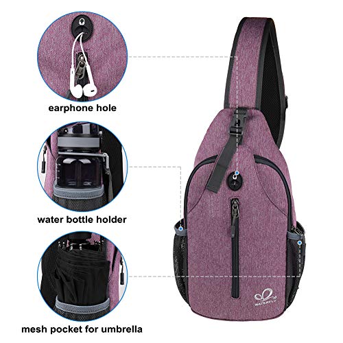 WATERFLY Crossbody Sling Backpack Sling Bag Travel Hiking Chest Bag Daypack (Purple) - color: B-purple