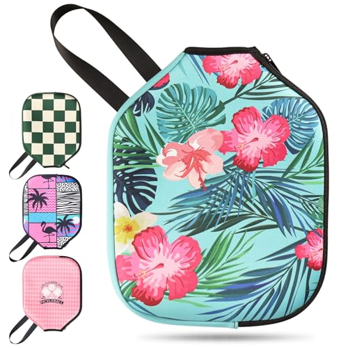Pickleball Paddle Cover, Neoprene Sleeve 11.8 x 9.05 in - color: Floral 1 Pc