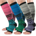 bropite Open Toe Compression Socks for Women，3 Pairs Toless Knee-High Socks - color: B-stripe Open, size: XX-Large