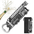 LKKCHER Firefighter Bottle Opener – Firefighter Gifts for Men, Dad, Grandpa – Silver Novelty Bar Tool with Gift Bag – Perfect for Birthday, Fathers Day, Christmas, BBQ, Firehouse Parties - color: Silver Fire Truck
