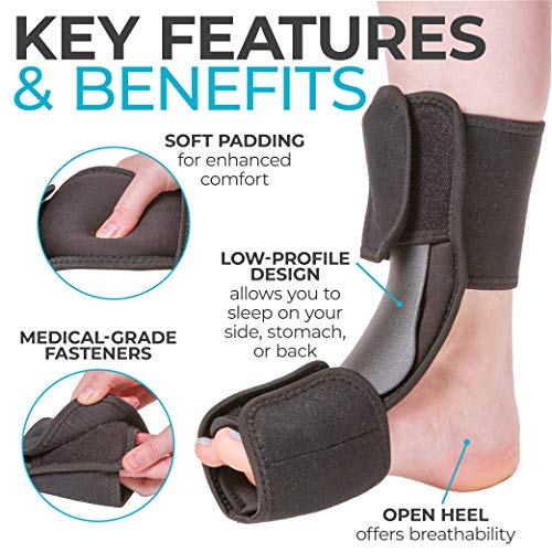 BraceAbility Dorsal Night Splint | Plantar Fasciitis Pain Relief, Foot Drop Brace for Sleeping, and Achilles Tendon Stretcher Boot for Nighttime Ankle Dorsiflexion (L/XL) - size: Large/X-Large (Pack of 1)