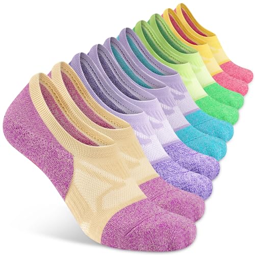 Gonii Compression No Show Athletic Womens Socks Running Cushioned 5-6 Pairs - color: 5 Pairs Colorful-b, size: 5-8