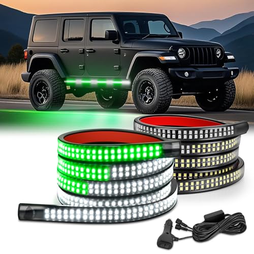Nilight 2PCS 70 Inch Running Board LED Lights Strip Green White for Truck - color: Green White