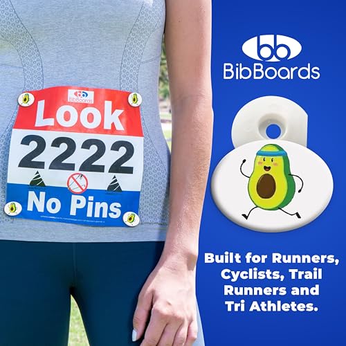 BibBoards bibSNAPS Race Bib Clips, Running Avocado, 4 Pack - color: Running Avocado
