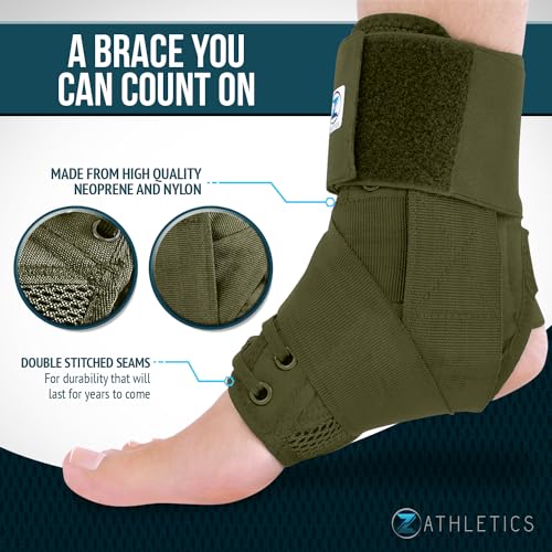 Z ATHLETICS Ankle Brace for Women & Men - Lace Up Adjustable Support with Side Stabilizers for Sprained Ankle, Achilles Tendonitis Relief | Basketball, Volleyball, Running & Sports Recovery