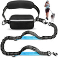 Uppetly Hands Free Dog Running Leash with Zipper Pouch, Dual Handle, Elastic Bungees Retractable Rope for Medium and Large Dogs, Waist Bag Pack Carry Phones for Walking Hiking Biking (Large, 25-120lb) - size: Large