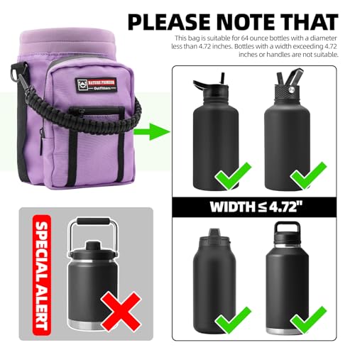 NATURE PIONEOR 26-128 oz Insulated Water Bottle Carrier Holder with Strap - color: Purple, size: 64oz