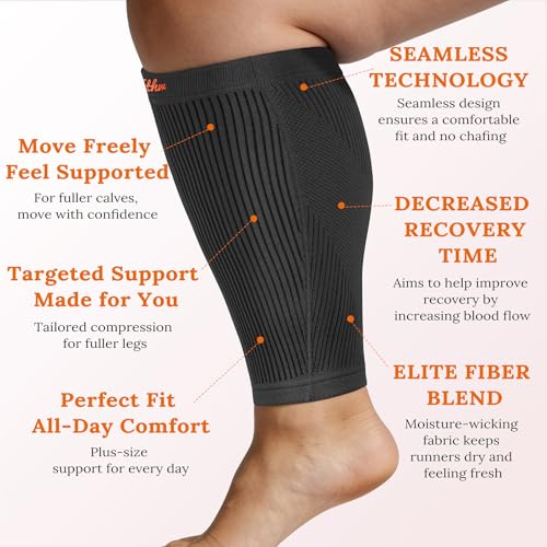 Plus Size Wide Calf Compression Sleeves, Extra Large Calf Support Swelling
