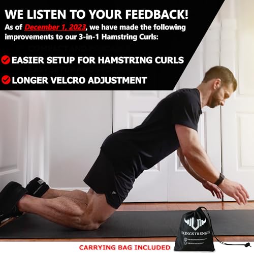 Vikingstrength VOL 2 Nordic Hamstring Curl with Extra Long Straps - Super Stability, Nordic Curl Home Equipment, glute, Hamstring, Speed and Exercise Handles, Ankle Straps and V-Strength Workout App