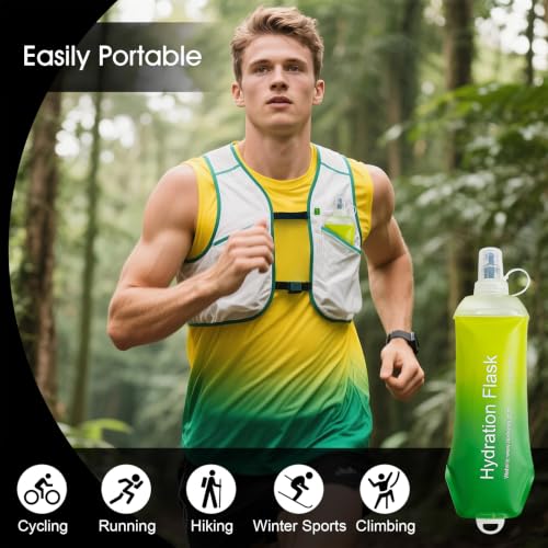 WILDREEDS 250ml Soft Flask, TPU Collapsible Soft Water Bottle for Hydration Pack, Running Vest, Folding Water Bottle for Hiking Cycling Climbing-1Pcs, Yellow to Green - color: 250ml Yellow to Green